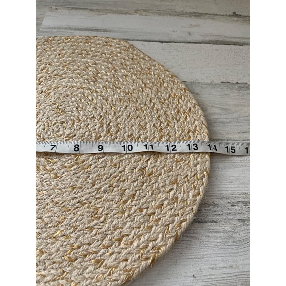 Set of two tan and gold round placemats - Picture 5 of 5